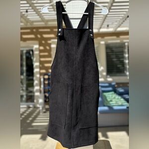 Women’s Black Suede Overall Dress